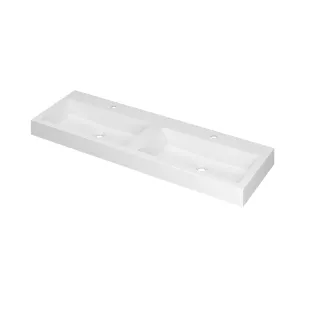 INK Momento Washbasin - 2 sinks - 2 tap holes - 140x45x9 cm - Polystone matt white