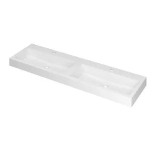 INK Momento Washbasin - 2 sinks - 2 tap holes - 160x45x9 cm - Polystone matt white