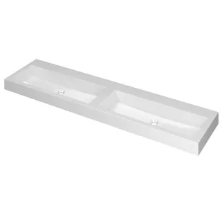 INK Momento Washbasin - 2 sinks - without tap holes - 180x45x9 cm - Polystone gloss white