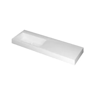 INK Momento Washbasin Left - 1 sink - without tap holes - 140x45x9 cm - Polystone gloss white