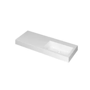 INK Momento Washbasin Right - 1 sink - without tap holes - 120x45x9 cm - Polystone gloss white