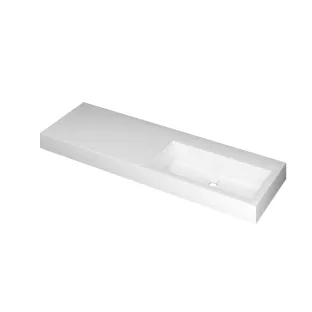 INK Momento Washbasin Right - 1 sink - without tap holes - 140x45x9 cm - Polystone gloss white