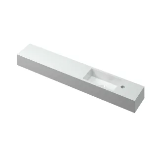 INK Nice Time fountain plateau - sink on the right - 1 tap hole - rectangular bowl - 120x20x10 cm - Polystone Gloss white