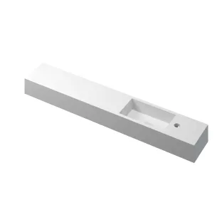 INK Nice Time fountain plateau - sink on the right - 1 tap hole - rectangular bowl - 120x20x10 cm - Polystone Matt white