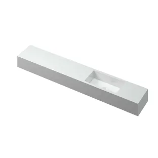 INK Nice Time fountain plateau - sink on the right - without tap hole - rectangular bowl - 120x20x10 cm - Polystone Gloss white