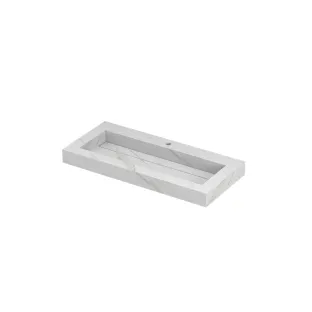 INK Pitch Washbasin central - 1 sink - 1 tap hole - 100x45x9 cm - Ceramic calacatta matt