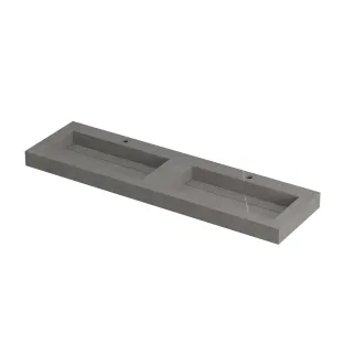 INK Pitch Washbasin double - 2 sinks - 2 tap holes - 160x45x9 cm - Ceramic armani grey matt