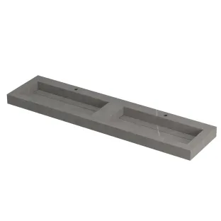 INK Pitch Washbasin double - 2 sinks - 2 tap holes - 180x45x9 cm - Ceramic armani grey matt