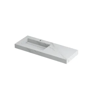 INK Pitch Washbasin left - 1 sink - 1 tap hole - 120x45x9 cm - Ceramic calacatta matt