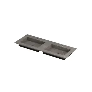 INK Post Double washbasin - 2 sinks - 2 tap holes - 120x45x1 cm - Ceramic armani grey matt