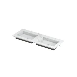 INK Post Double washbasin - 2 sinks - without tap hole - 120x45x1 cm - Ceramic calacatta matt