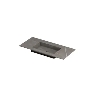 INK Post Washbasin center - 1 sink - 1 tap hole - 100x45x1 cm - Ceramic armani gray matt