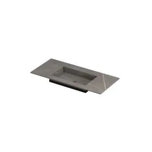 INK Post Washbasin center - 1 sink - without tap hole - 100x45x1 cm - Ceramic armani gray matt