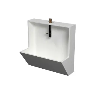 INK Recess built-in fountain set polystone - incl. cold water tap/siphon and plug - 40x40x21 cm - Matt white/chrome