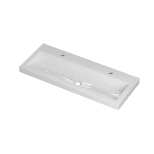 INK Roots washbasin porcelain - 100x40x6 cm - 2 tap holes - Glossy white