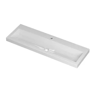 INK Roots washbasin porcelain - 120x40x6 cm - 1 tap hole - Gloss white