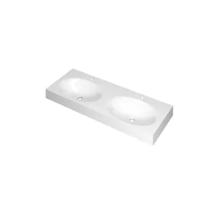 INK Smooth Washbasin - 2 sinks - 2 tap holes - 120x45x9 cm - Polystone gloss white