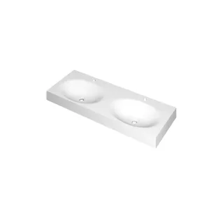 INK Smooth Washbasin - 2 sinks - 2 tap holes - 120x45x9 cm - Polystone matt white