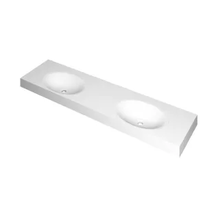 INK Smooth Washbasin - 2 sinks - 2 tap holes - 180x45x9 cm - Polystone matt white