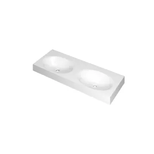 INK Smooth Washbasin - 2 sinks - without tap hole - 120x45x9 cm - Polystone gloss white