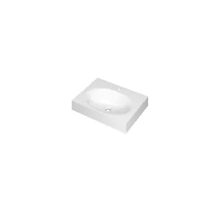 INK Smooth Central washbasin - 1 sink - 1 tap hole - 60x45x9 cm - Polystone gloss white