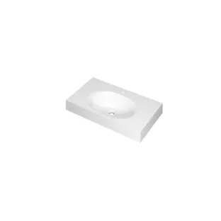 INK Smooth Central washbasin - 1 sink - 1 tap hole - 80x45x9 cm - Polystone gloss white