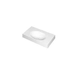 INK Smooth Central washbasin - 1 sink - 1 tap hole - 80x45x9 cm - Polystone matt white