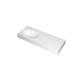 INK Smooth Washbasin left - 1 sink - 1 tap hole - 120x45x9 cm - Polystone gloss white