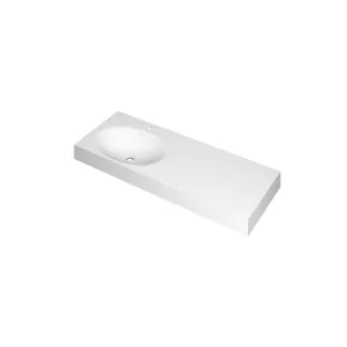 INK Smooth Washbasin left - 1 sink - 1 tap hole - 120x45x9 cm - Polystone matt white