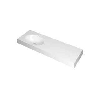 INK Smooth Washbasin left - 1 sink - 1 tap hole - 140x45x9 cm - Polystone gloss white