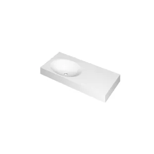 INK Smooth Washbasin left - 1 sink - without tap hole - 100x45x9 cm - Polystone matt white