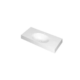 INK Smooth Washbasin middle - 1 sink - 1 tap hole - 100x45x9 cm - Polystone gloss white