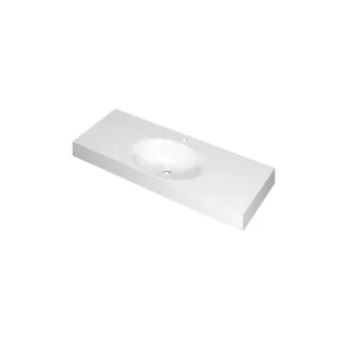 INK Smooth Washbasin center - 1 sink - 1 tap hole - 120x45x9 cm - Polystone gloss white