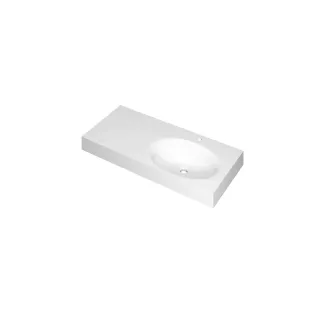 INK Smooth Washbasin right - 1 sink - 1 tap hole - 100x45x9 cm - Polystone gloss white