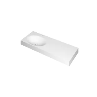 INK Smooth Washbasin right - 1 sink - 1 tap hole - 120x45x9 cm - Polystone matt white