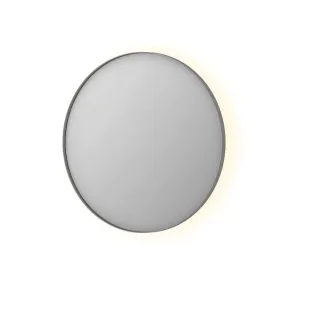 INK SP17 mirror - round in steel frame - dimmable indirect LED with sensor switch - heating - warm and cold light - 80x4x80 cm - Brushed stainless steel