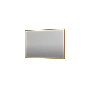 INK SP19 mirror - rectangular in steel frame - dimmable direct LED with sensor switch - heating - warm and cold light - 120x4x80 cm - Brushed matt gold