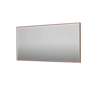 INK SP19 mirror - rectangular in steel frame - dimmable direct LED with sensor switch - heating - warm and cold light - 160x4x80 cm - Brushed copper