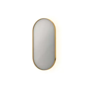 INK SP21 mirror - oval in steel frame - dimmable indirect LED with sensor switch - heating - warm and cold light - 40x4x80 cm - Matt gold