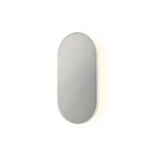 INK SP21 mirror - oval in steel frame - dimmable indirect LED with sensor switch - heating - warm and cold light - 40x4x80 cm - Matt white