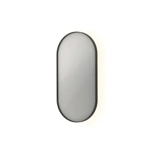 INK SP21 mirror - oval in steel frame - dimmable indirect LED with sensor switch - heating - warm and cold light - 40x4x80 cm - Matt black