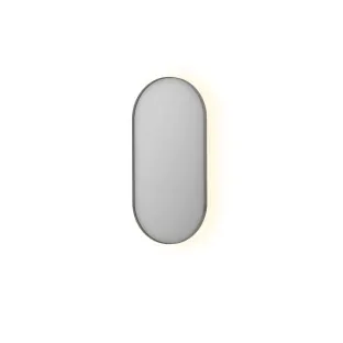 INK SP21 mirror - oval in steel frame - dimmable indirect LED with sensor switch - heating - warm and cold light - 50x4x100 cm - Brushed stainless steel