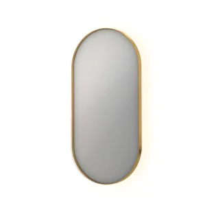 INK SP21 mirror - oval in steel frame - dimmable indirect LED with sensor switch - heating - warm and cold light - 50x4x100 cm - Matt gold