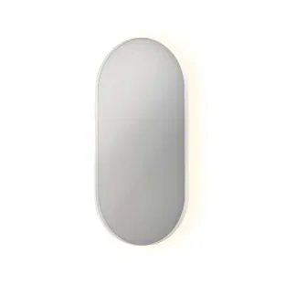 INK SP21 mirror - oval in steel frame - dimmable indirect LED with sensor switch - heating - warm and cold light - 50x4x100 cm - Matt white