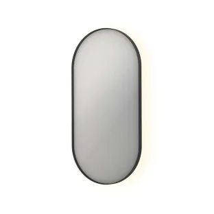 INK SP21 mirror - oval in steel frame - dimmable indirect LED with sensor switch - heating - warm and cold light - 50x4x100 cm - Matt black