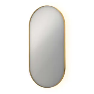 INK SP21 mirror - oval in steel frame - dimmable indirect LED with sensor switch - heating - warm and cold light - 60x4x120 cm - Matt gold