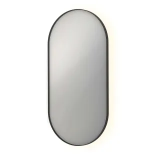 INK SP21 mirror - oval in steel frame - dimmable indirect LED with sensor switch - heating - warm and cold light - 60x4x120 cm - Matt black