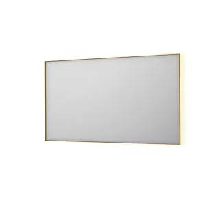 INK SP32 mirror - rectangular in steel frame - dimmable indirect LED with sensor switch - heating - warm and cold light - 140x4x80 cm - Brushed matt gold