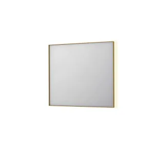 INK SP32 mirror - rectangular in steel frame - dimmable indirect LED with sensor switch - heating - warm and cold light - 90x4x80 cm - Brushed matt gold