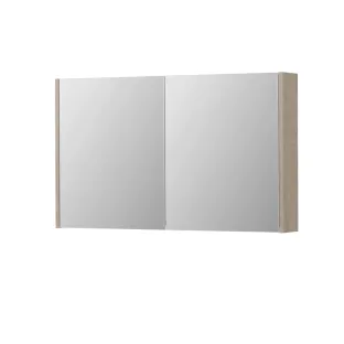 INK SPK1 Mirror cabinet with 2 double-sided mirror doors - switch and socket - 100x14x60 cm - Ivory oak